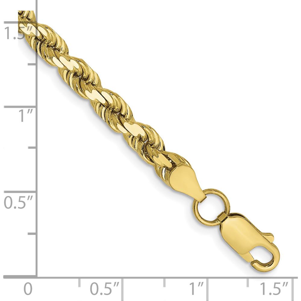 10K Yellow Gold 4.5mm Diamond-Cut Rope Chain Bracelet - 8"