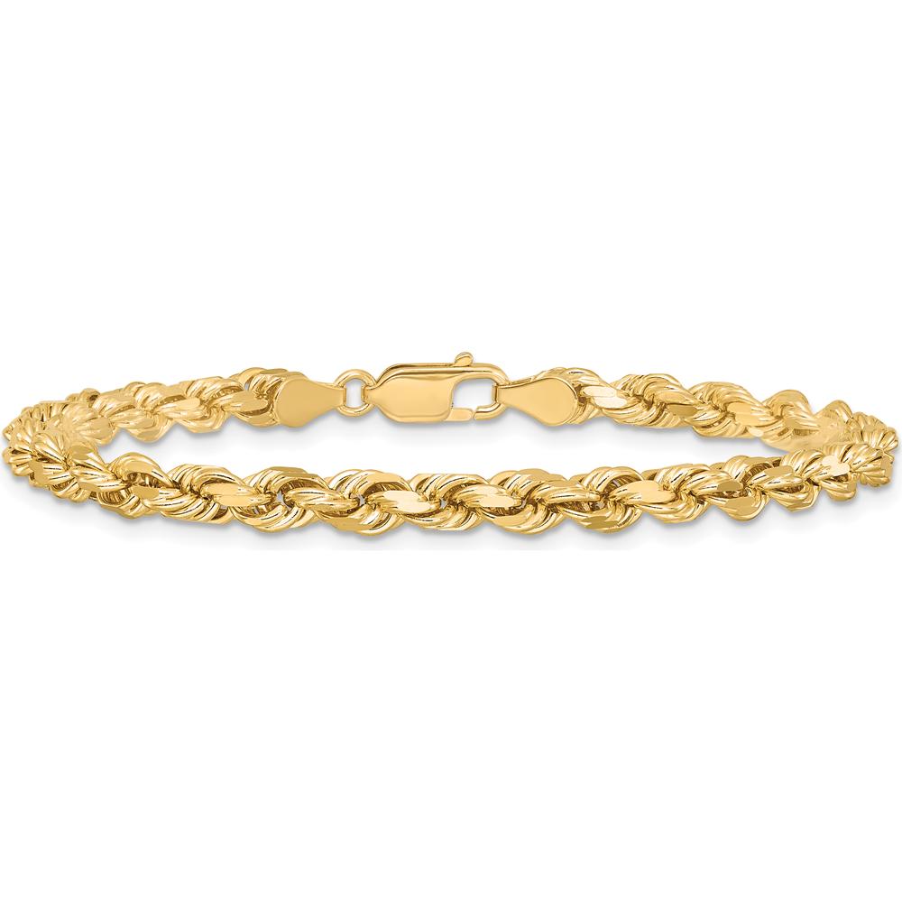 10K Yellow Gold 4.5mm Diamond-Cut Rope Chain Bracelet - 8"