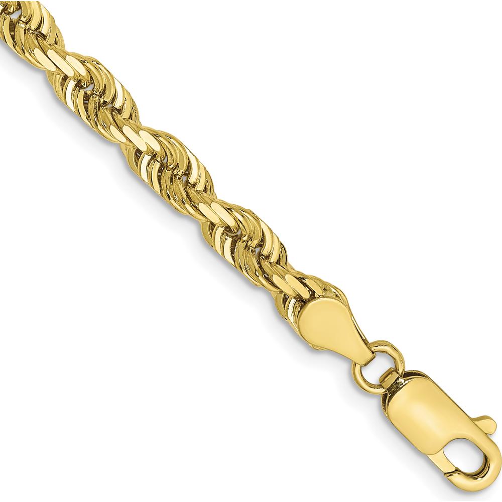10K Yellow Gold 4.5mm Diamond-Cut Rope Chain Bracelet - 8" Length
