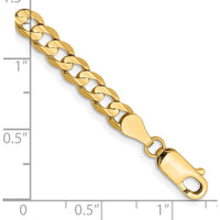 10K Yellow Gold 4.5mm Open Concave Curb Chain Bracelet - 7" Length