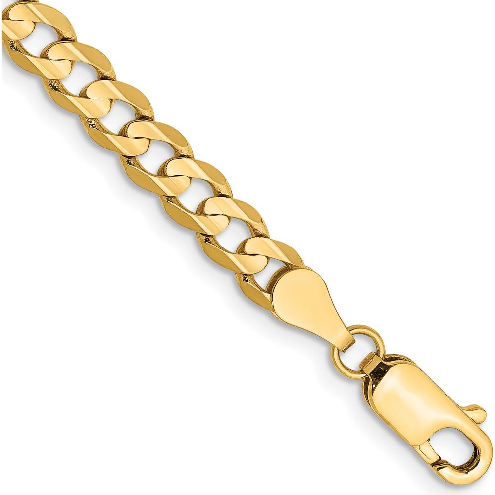 10K Yellow Gold 4.5mm Open Concave Curb Chain Bracelet - 8" Length