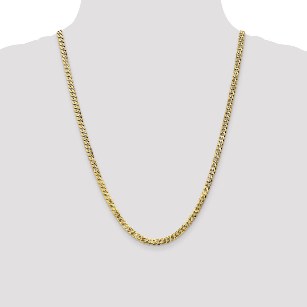 10K Yellow Gold 4.75mm Flat Beveled Curb Chain Necklace - 24"
