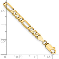 10K Yellow Gold 4.75mm Flat Figaro Chain Bracelet with Lobster Clasp - 7" Length