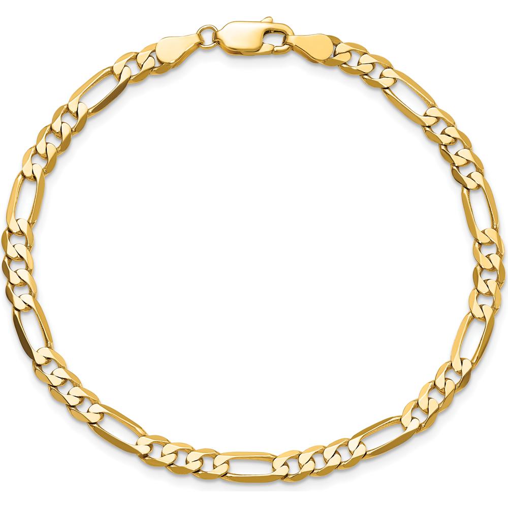 10K Yellow Gold 4.75mm Flat Figaro Chain Bracelet with Lobster Clasp - 8"