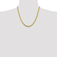 10K Yellow Gold 4.75mm Semi-Solid Rope Chain Necklace with Lobster Clasp - 20"" Length