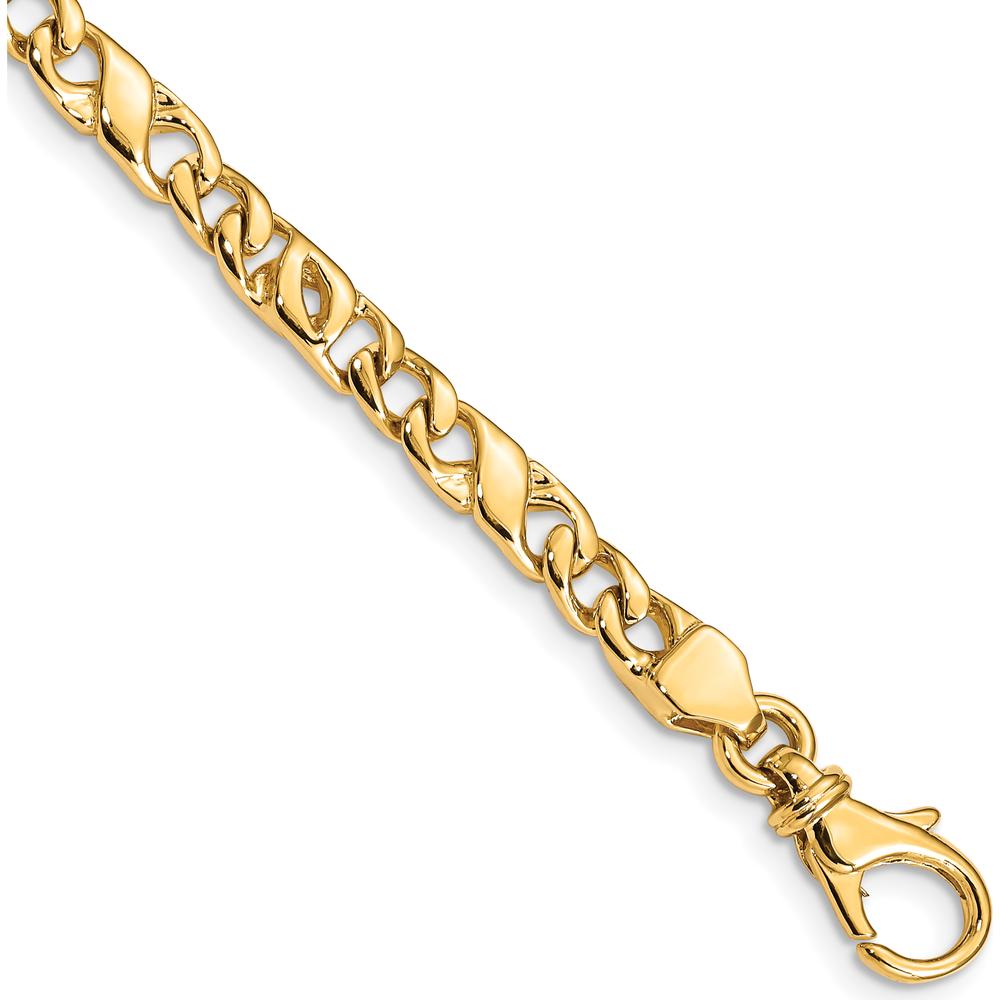 10K Yellow Gold 4.8mm Hand Polished Fancy Link Chain Bracelet - 7" Length