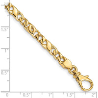 10K Yellow Gold 4.8mm Hand Polished Fancy Link Chain Bracelet - 7" Length