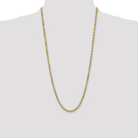 10K Yellow Gold 4.9mm Semi-solid Diamond-Cut Rope Chain Necklace - 28"