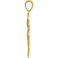 10K Yellow Gold 4-Leaf Clover Pendant with Green Enamel Tips