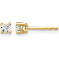 10K Yellow Gold 4-Prong Round Diamond Stud Earrings - 0.20 Carats Total Diamond Weight by Oro Pregiato