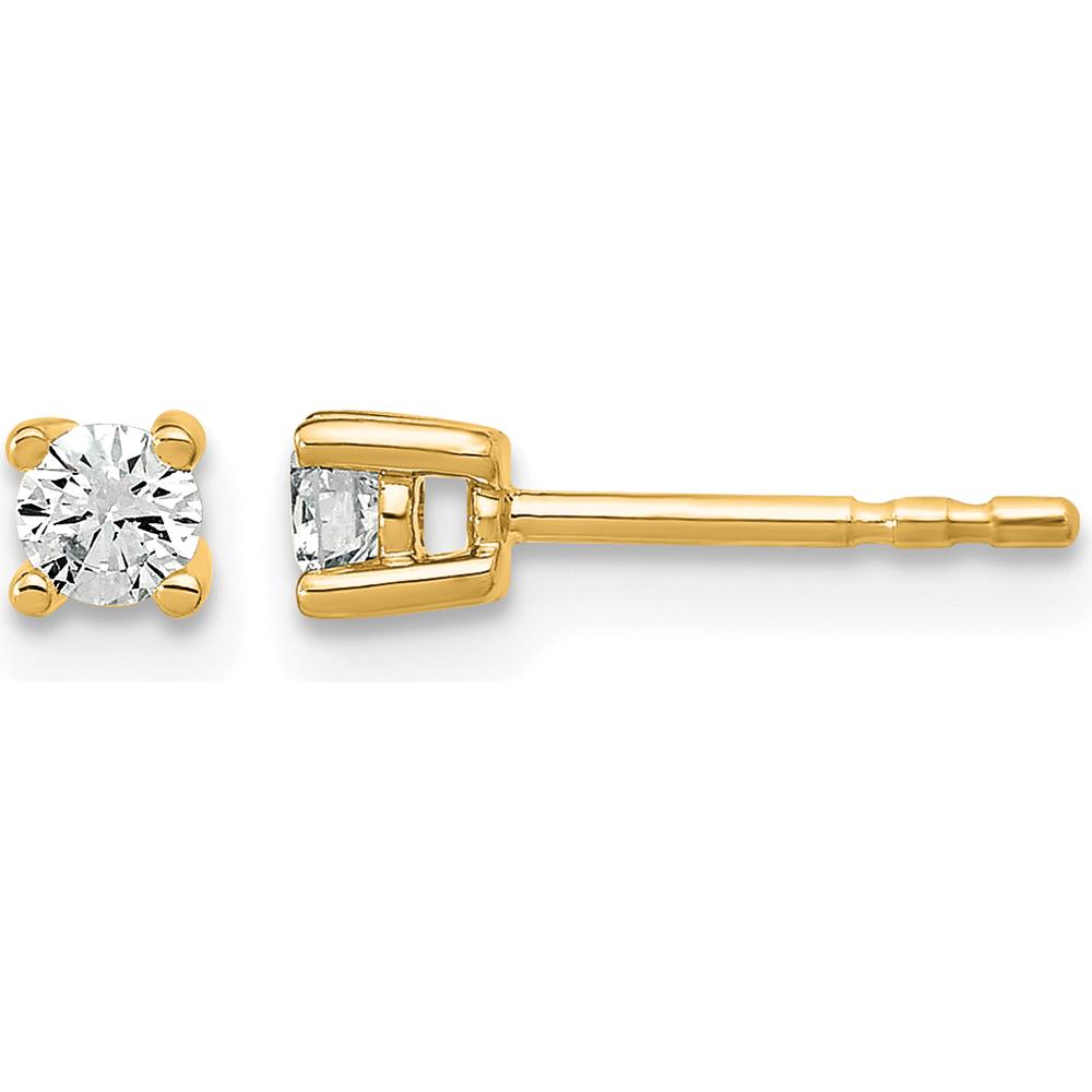 10K Yellow Gold 4-Prong Round Diamond Stud Earrings - 0.20 Carats Total Diamond Weight by Oro Pregiato