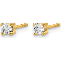 10K Yellow Gold 4-Prong Round Diamond Stud Earrings - 0.20 Carats Total Diamond Weight by Oro Pregiato