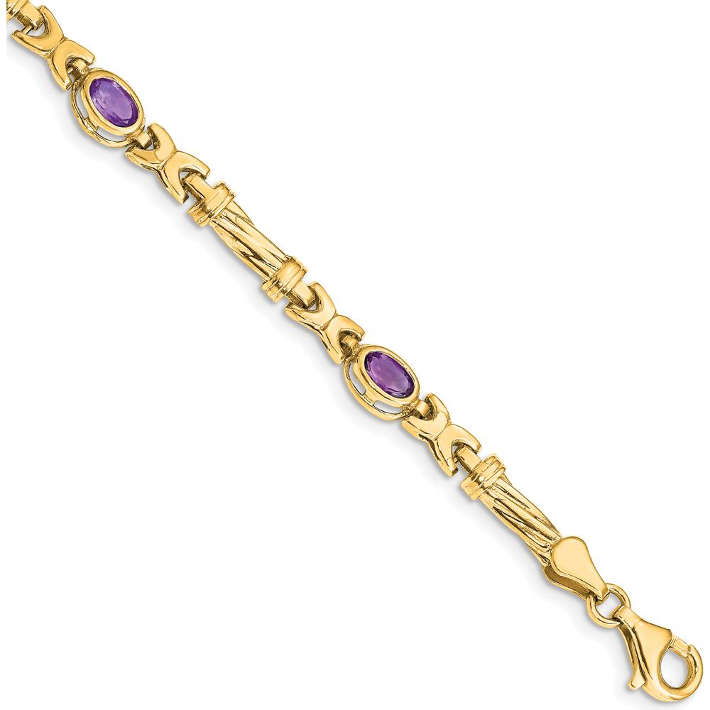 10K Yellow Gold 4 Stone Amethyst Bracelet - 0.45 Carats Total Amethyst Weight by Oro Pregiato