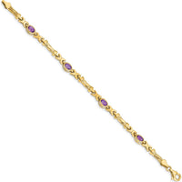 10K Yellow Gold 4 Stone Amethyst Bracelet - 0.45 Carats Total Amethyst Weight by Oro Pregiato