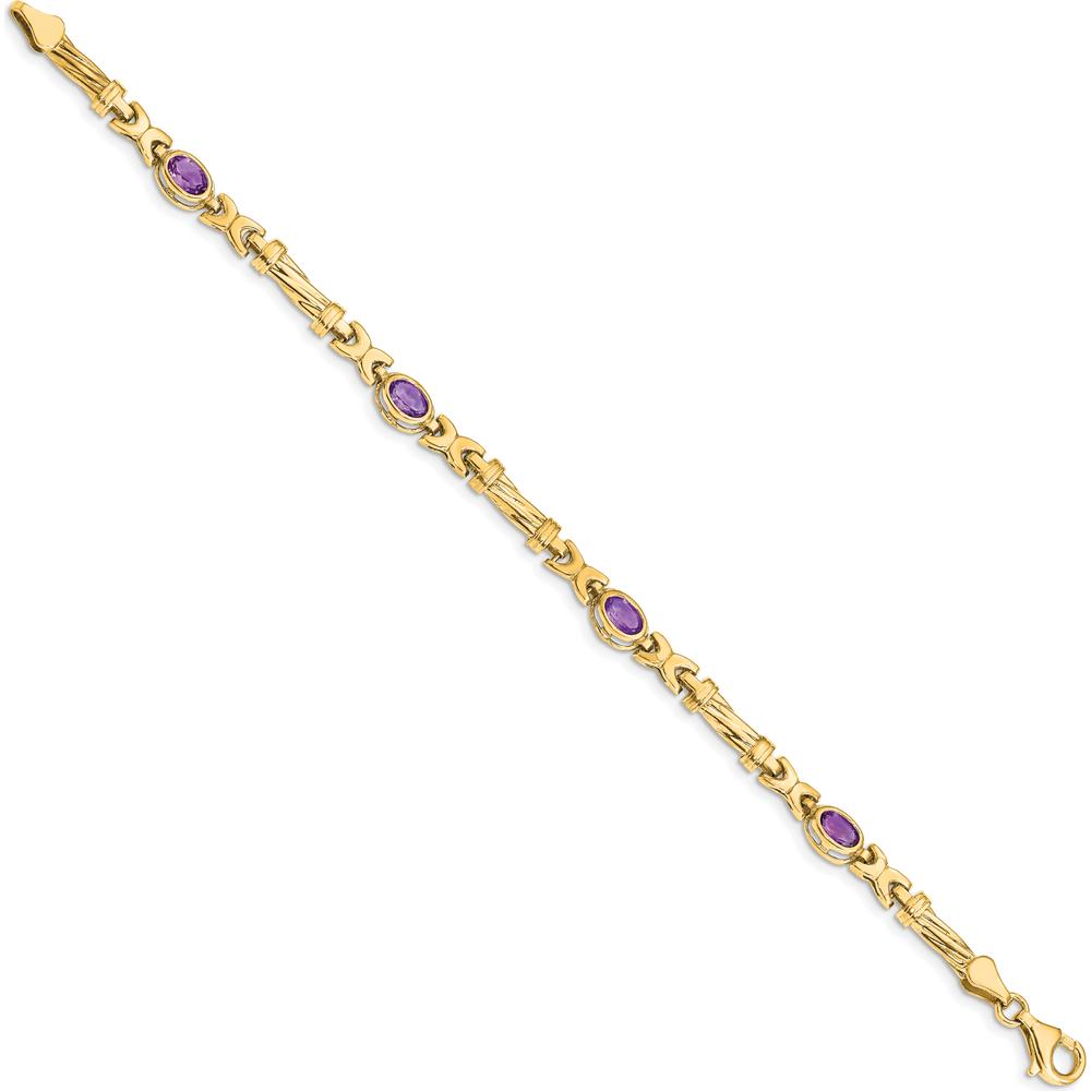 10K Yellow Gold 4 Stone Amethyst Bracelet - 0.45 Carats Total Amethyst Weight by Oro Pregiato