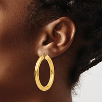 10K Yellow Gold 40mm Polished Large Hoop Earrings - Lightweight Design