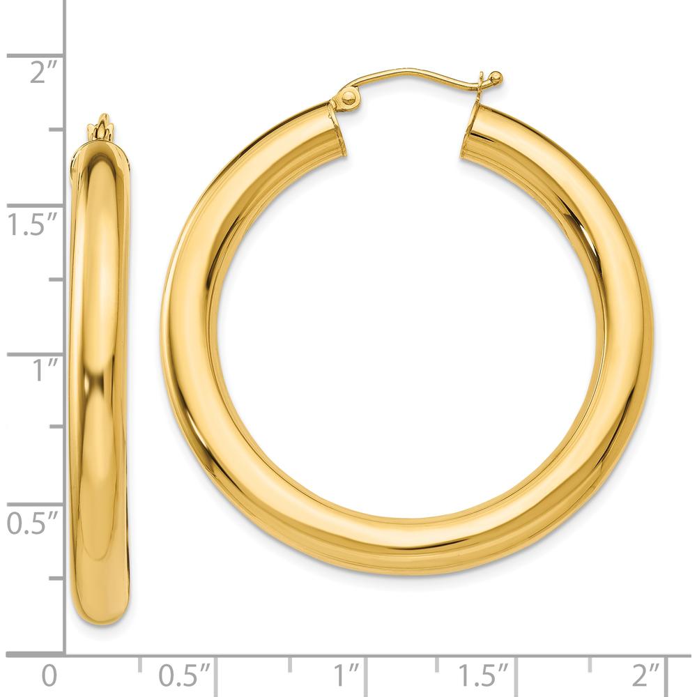 10K Yellow Gold 40mm Polished Large Hoop Earrings - Lightweight Design