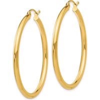 10K Yellow Gold 40mm Polished Lightweight Tube Hoop Earrings