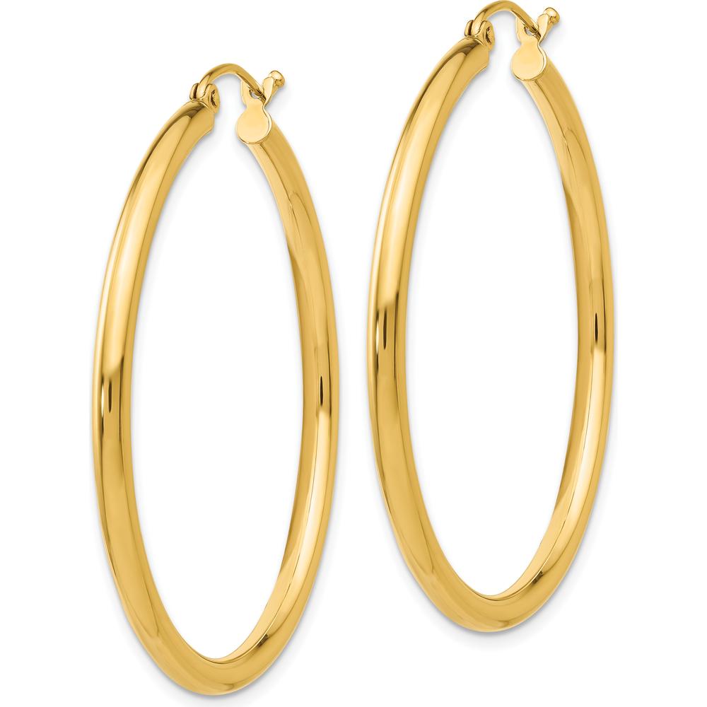 10K Yellow Gold 40mm Polished Lightweight Tube Hoop Earrings