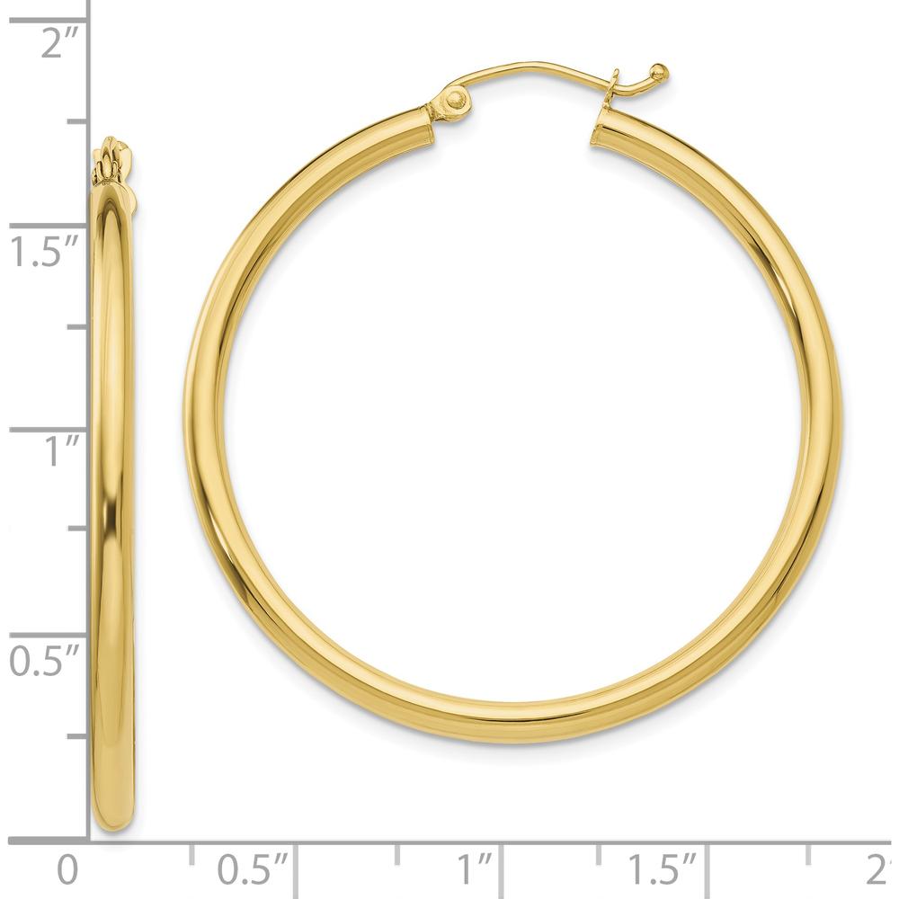 10K Yellow Gold 40mm Polished Lightweight Tube Hoop Earrings