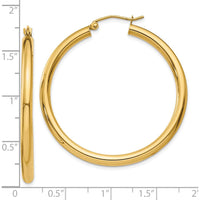 10K Yellow Gold 40mm Polished Lightweight Tube Hoop Earrings
