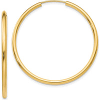 10K Yellow Gold 40mm Polished Round Endless Hoop Earrings
