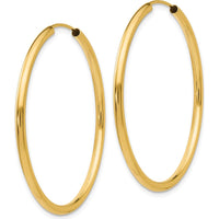 10K Yellow Gold 40mm Polished Round Endless Hoop Earrings