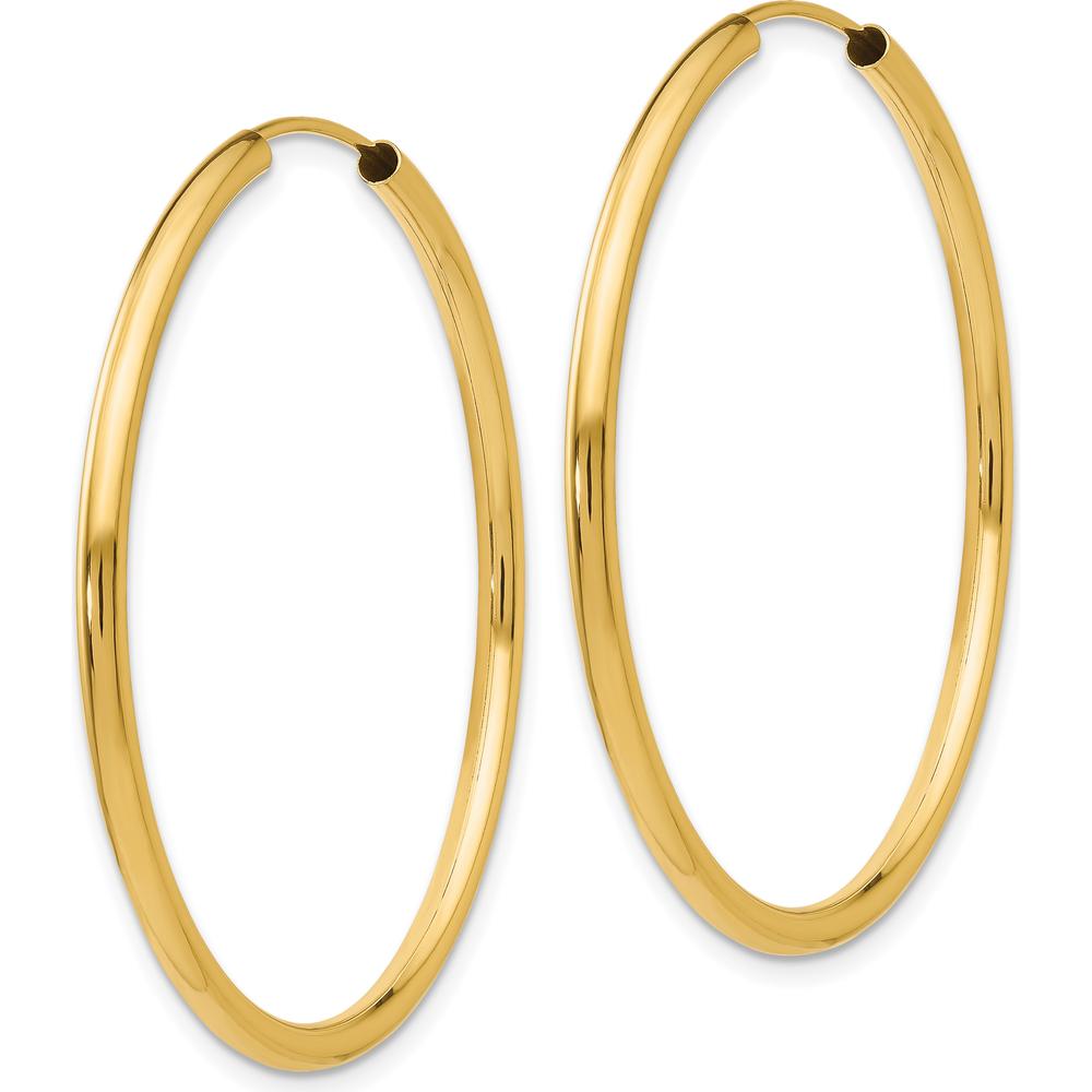 10K Yellow Gold 40mm Polished Round Endless Hoop Earrings