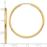10K Yellow Gold 40mm Polished Round Endless Hoop Earrings