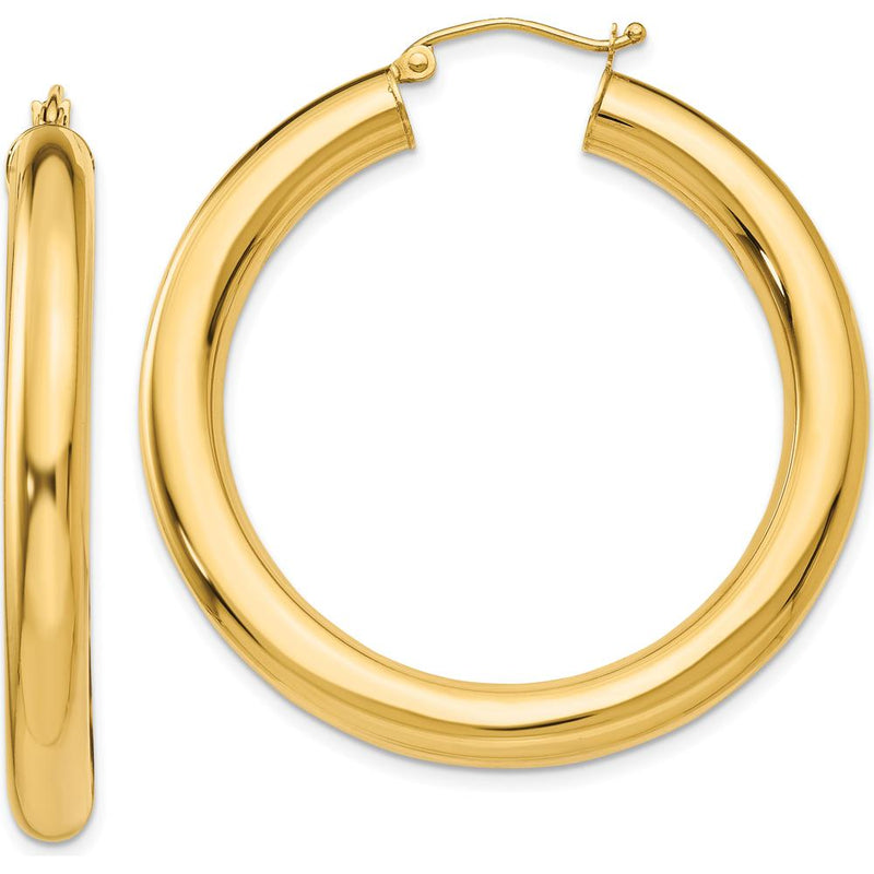 10K Yellow Gold 40mm Polished Tube Hoop Earrings