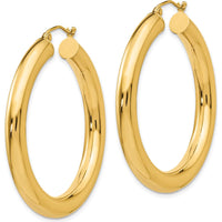 10K Yellow Gold 40mm Polished Tube Hoop Earrings