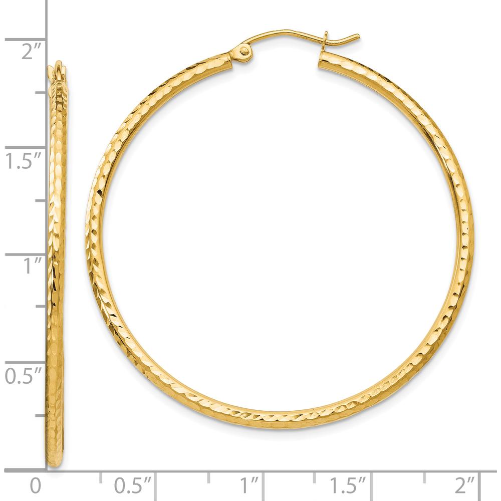 10K Yellow Gold 45mm Diamond-Cut Large Hoop Earrings