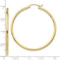 10K Yellow Gold 45mm Polished Lightweight Tube Hoop Earrings