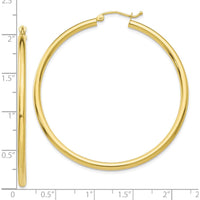 10K Yellow Gold 45mm Polished Tube Hoop Earrings - Classic Design