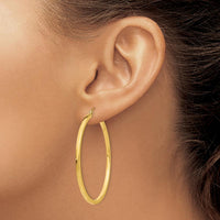 10K Yellow Gold 45mm Square Tube Hoop Earrings - Polished Finish