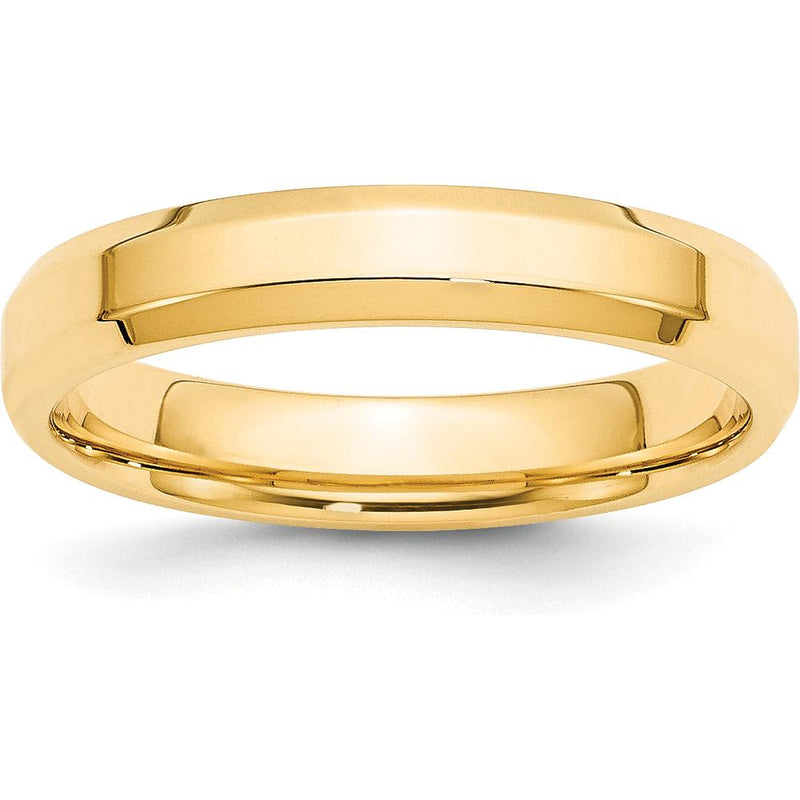 10K Yellow Gold 4mm Beveled Edge Comfort Fit Wedding Band