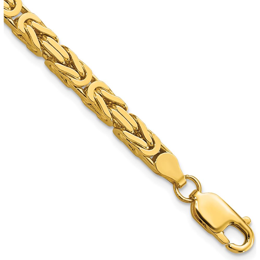 10K Yellow Gold 4mm Byzantine Chain Bracelet with Lobster Clasp - 8"