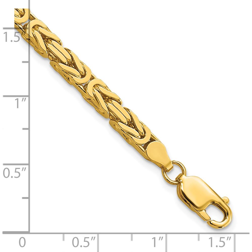 10K Yellow Gold 4mm Byzantine Chain Bracelet with Lobster Clasp - 8"
