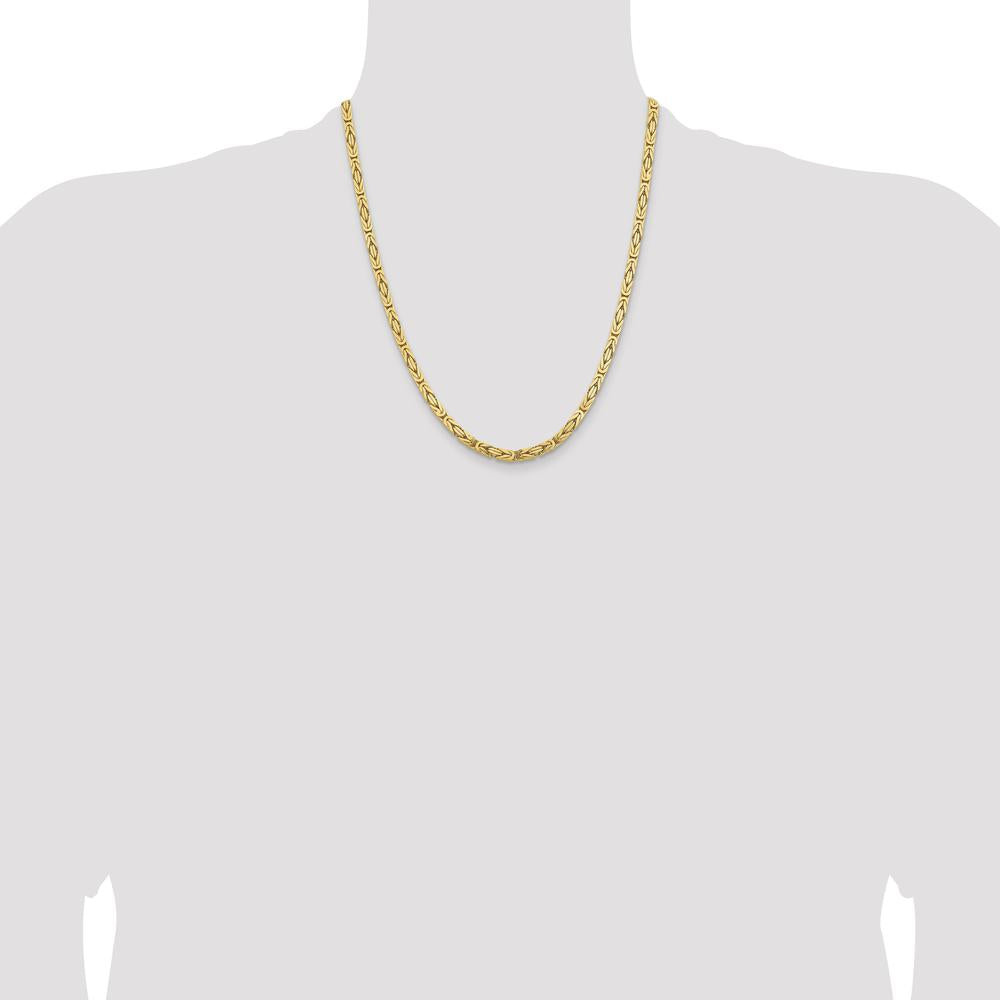 10K Yellow Gold 4mm Byzantine Chain Necklace - 22"