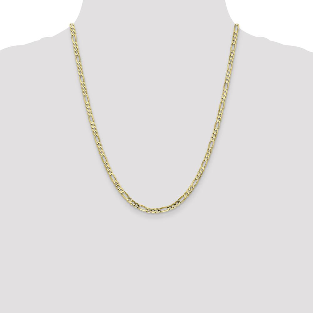10K Yellow Gold 4mm Concave Open Figaro Chain Necklace - 22"