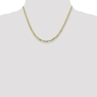 10K Yellow Gold 4mm Concave Open Figaro Chain Necklace - Polished Finish - 18"