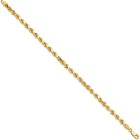 10K Yellow Gold 4mm Diamond-Cut Rope Chain Bracelet - Handcrafted