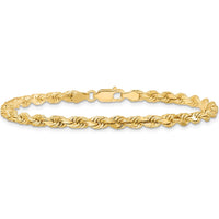 10K Yellow Gold 4mm Diamond-Cut Rope Chain Bracelet - Handcrafted