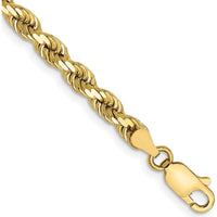 10K Yellow Gold 4mm Diamond-Cut Rope Chain Bracelet - Handcrafted, 7" Length