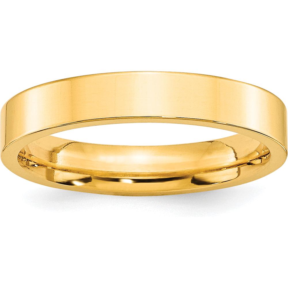 10K Yellow Gold 4mm Flat Comfort Fit Wedding Band - Polished Finish, Size 11.5
