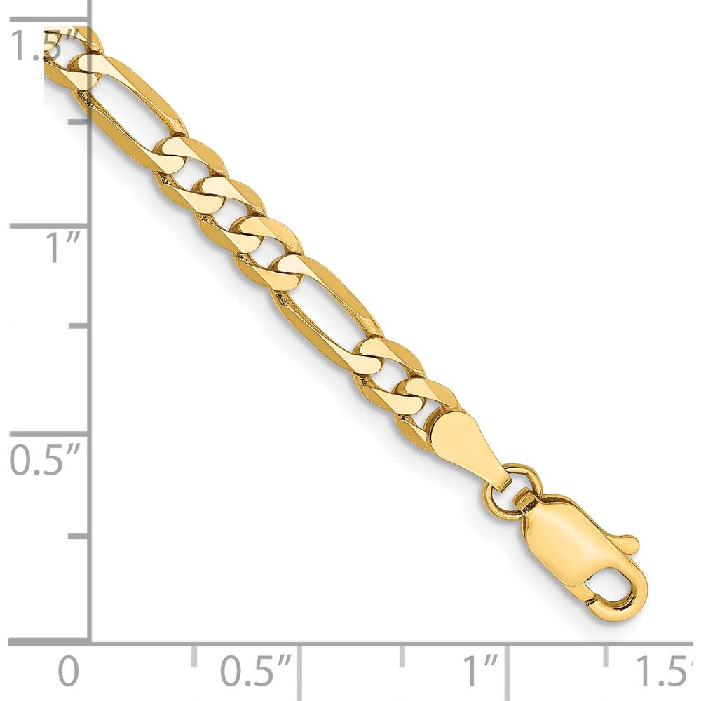 10K Yellow Gold 4mm Flat Figaro Chain Bracelet with Lobster Clasp - Polished Finish
