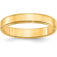10K Yellow Gold 4mm Flat Wedding Band with Step-Down Edge - Size 9