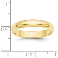 10K Yellow Gold 4mm Half Round Wedding Band Size 14 - Polished Finish, Resizable