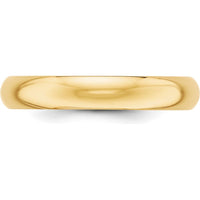 10K Yellow Gold 4mm Half Round Wedding Band Size 7.5 - Solid Gold, Polished Finish