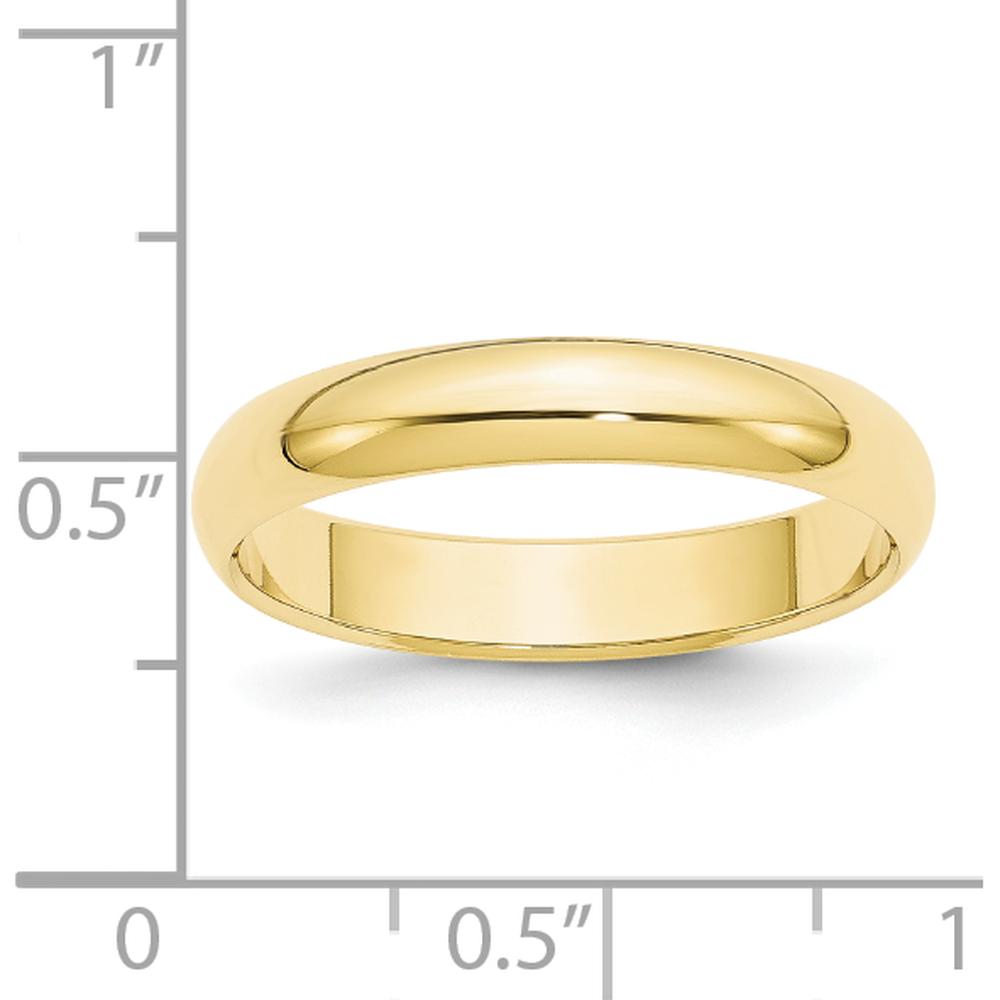 10K Yellow Gold 4mm Half Round Wedding Band Size 7.5 - Solid Gold, Polished Finish